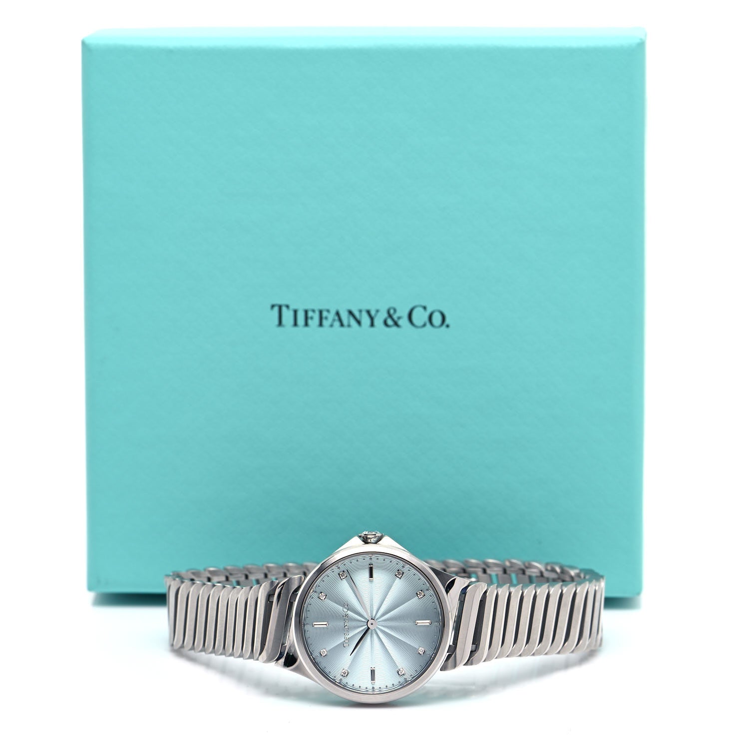 Tiffany Stainless Steel Diamond 34mm Metro 3-Hand Quartz Watch Ice Blue 5 of 5