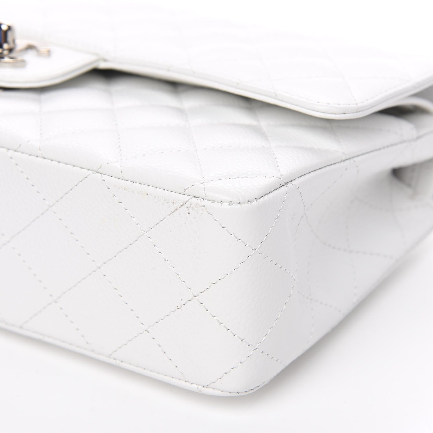 Chanel Caviar Quilted Medium Double Flap White 8 of 11