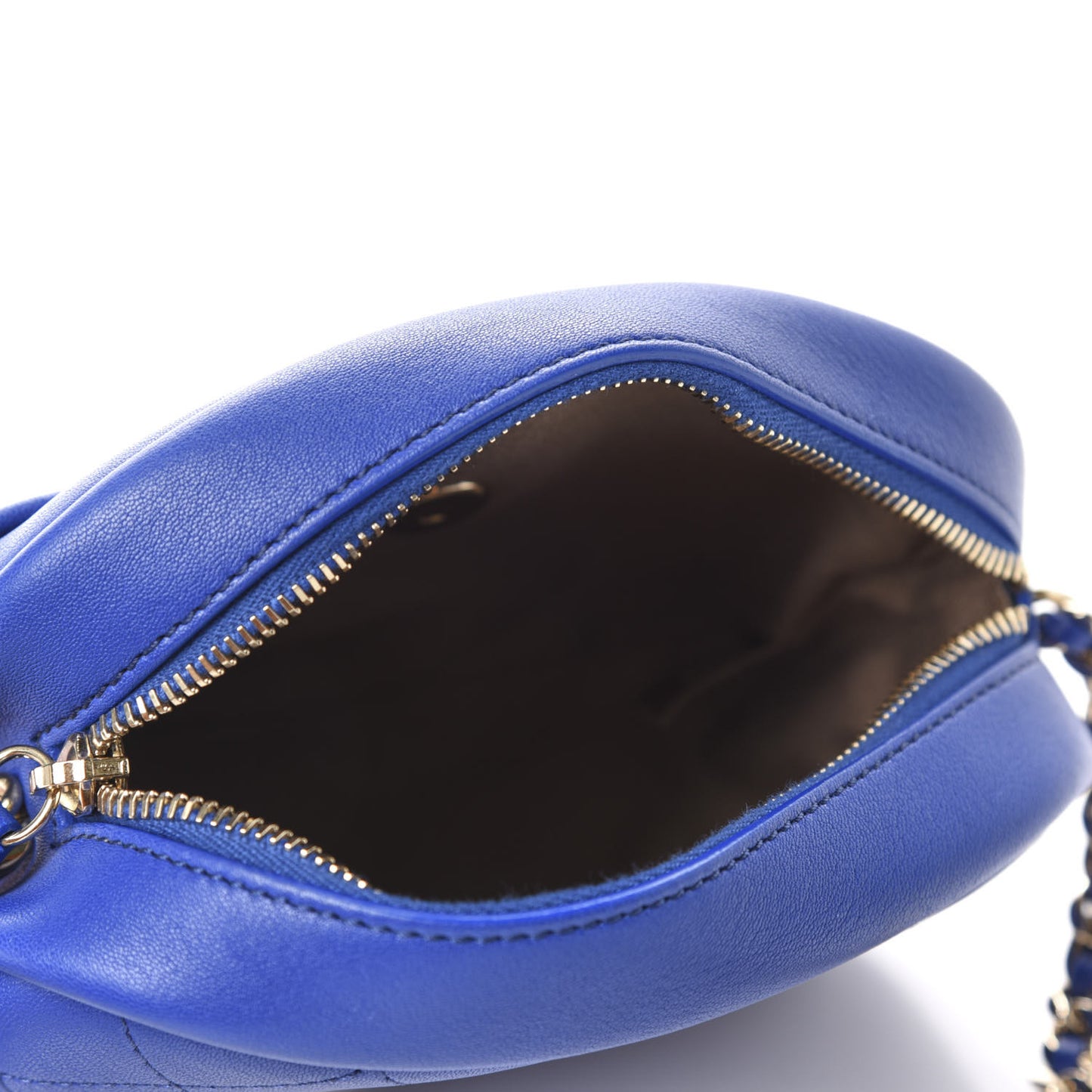 Goatskin Quilted Small Casual Trip Camera Case Blue