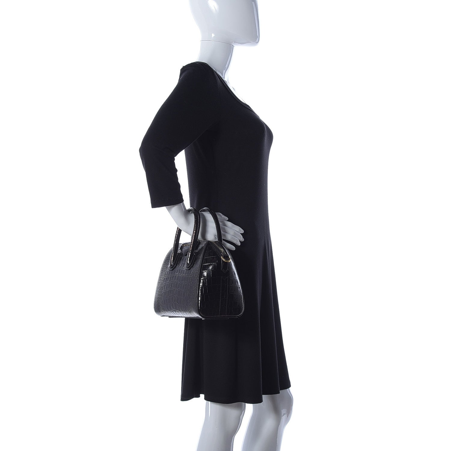 Givenchy Calfskin Crocodile Embossed Mini Antigona Black 3 of 10
