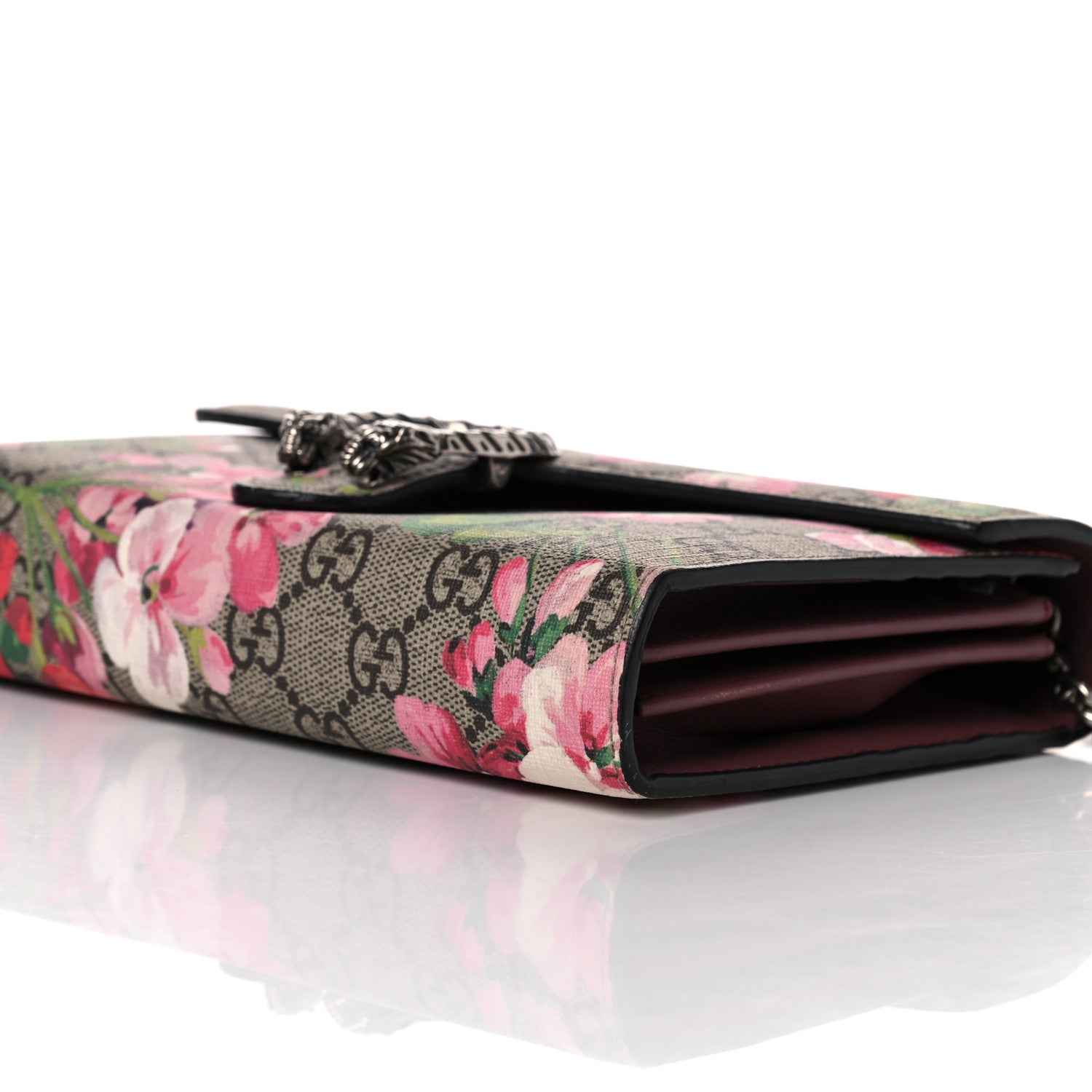 Gucci GG Supreme Monogram Blooms Mini Dionysus Chain Wallet Beige Multicolor Dry Rose 8 of 13