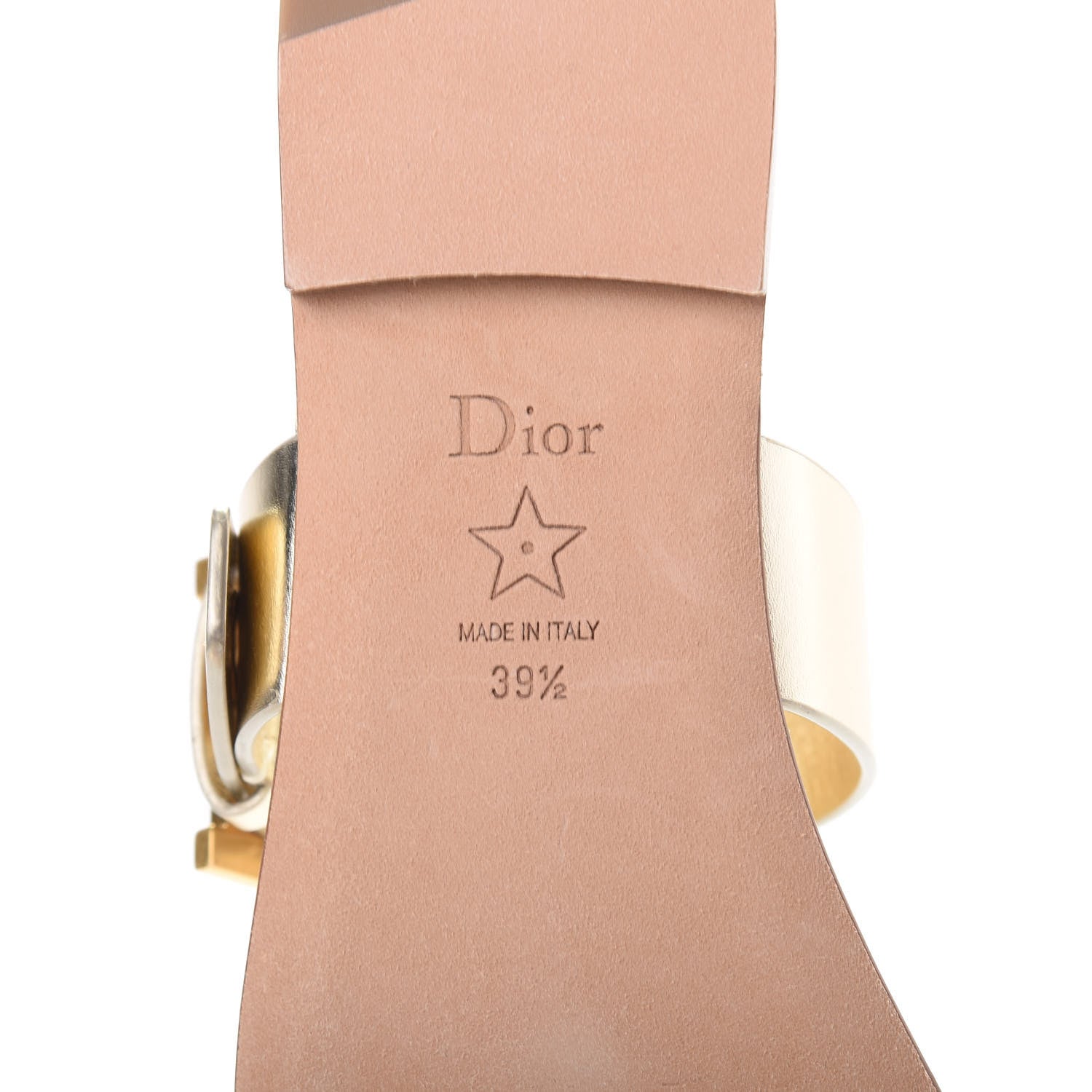 Christian Dior Laminated Calfskin D-Dior Slide Flat Sandals 39.5 Pale Gold 6 of 9