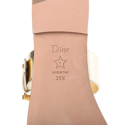 Christian Dior Laminated Calfskin D-Dior Slide Flat Sandals 39.5 Pale Gold 6 of 9