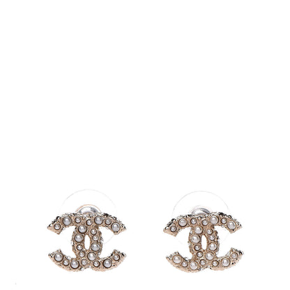 Chanel Pearl Crystal CC Earrings Gold 1 of 5