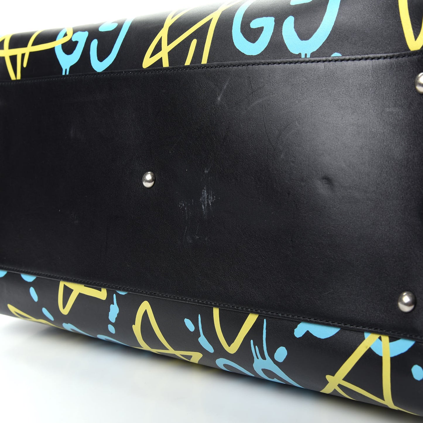 Calfskin GucciGhost Print Duffle Black New Acquamarine