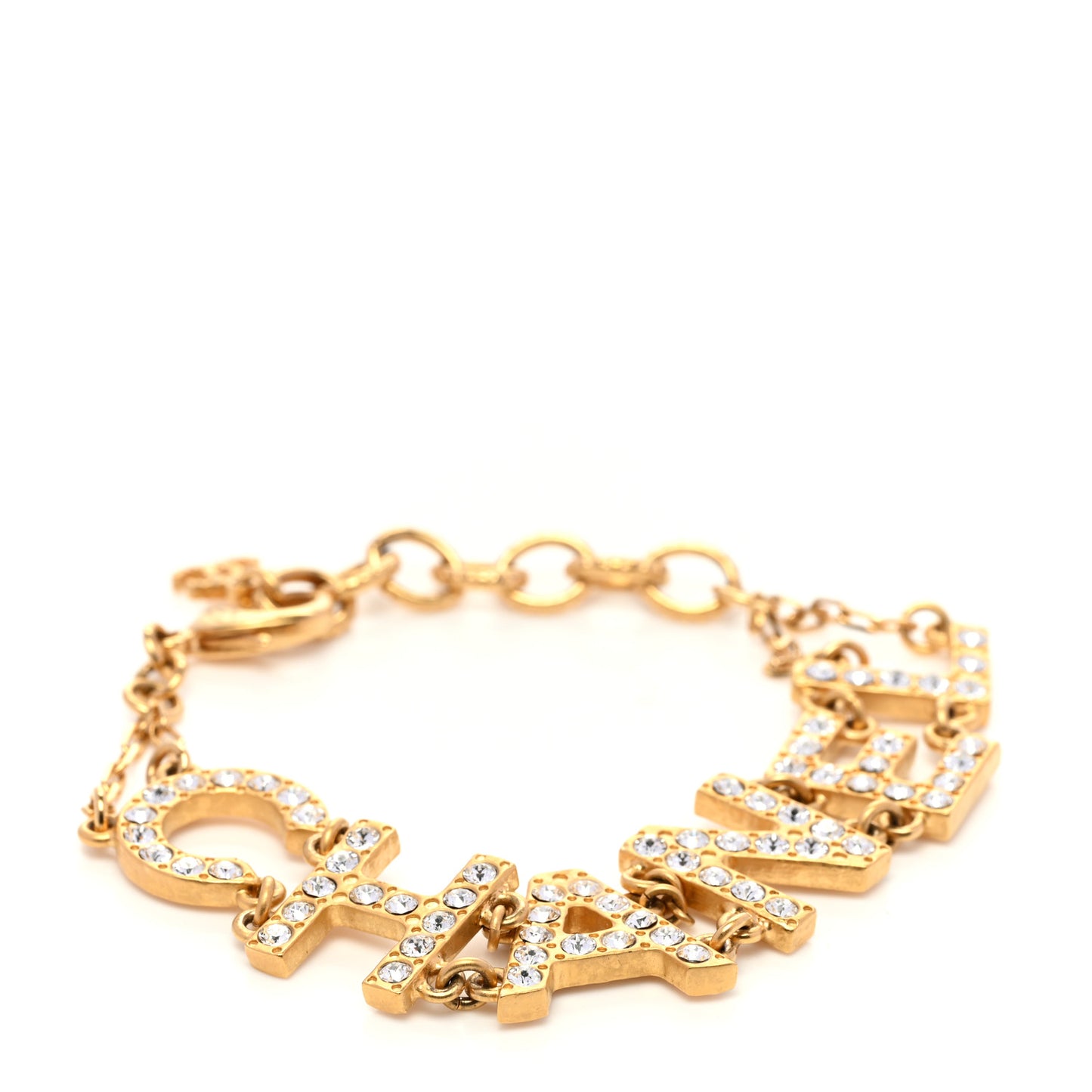 Metal Crystal 90's Icon Logo Bracelet Gold