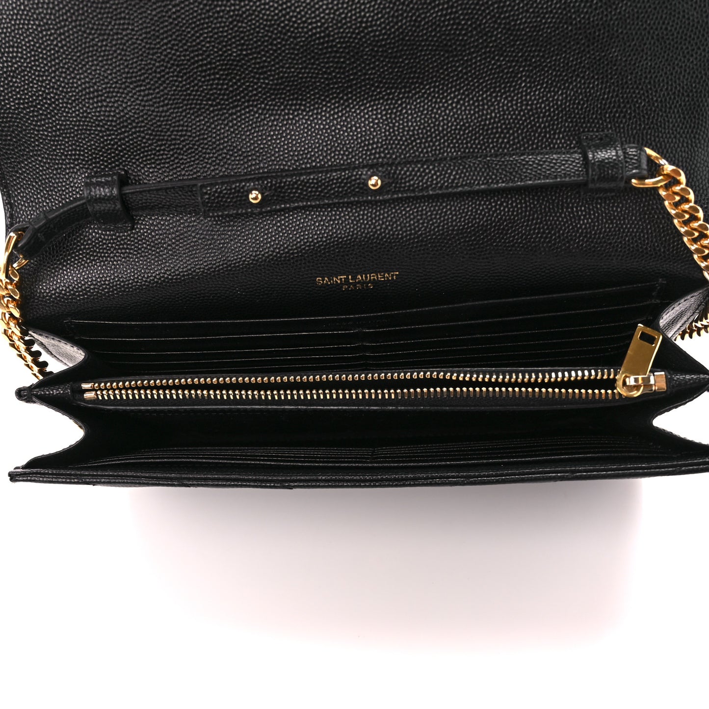 Grain De Poudre Matelasse Chevron Monogram Chain Wallet Black