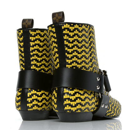 Louis Vuitton Calfskin Woven Rhapsody Ankle Boots 39 Yellow Black 3 of 6