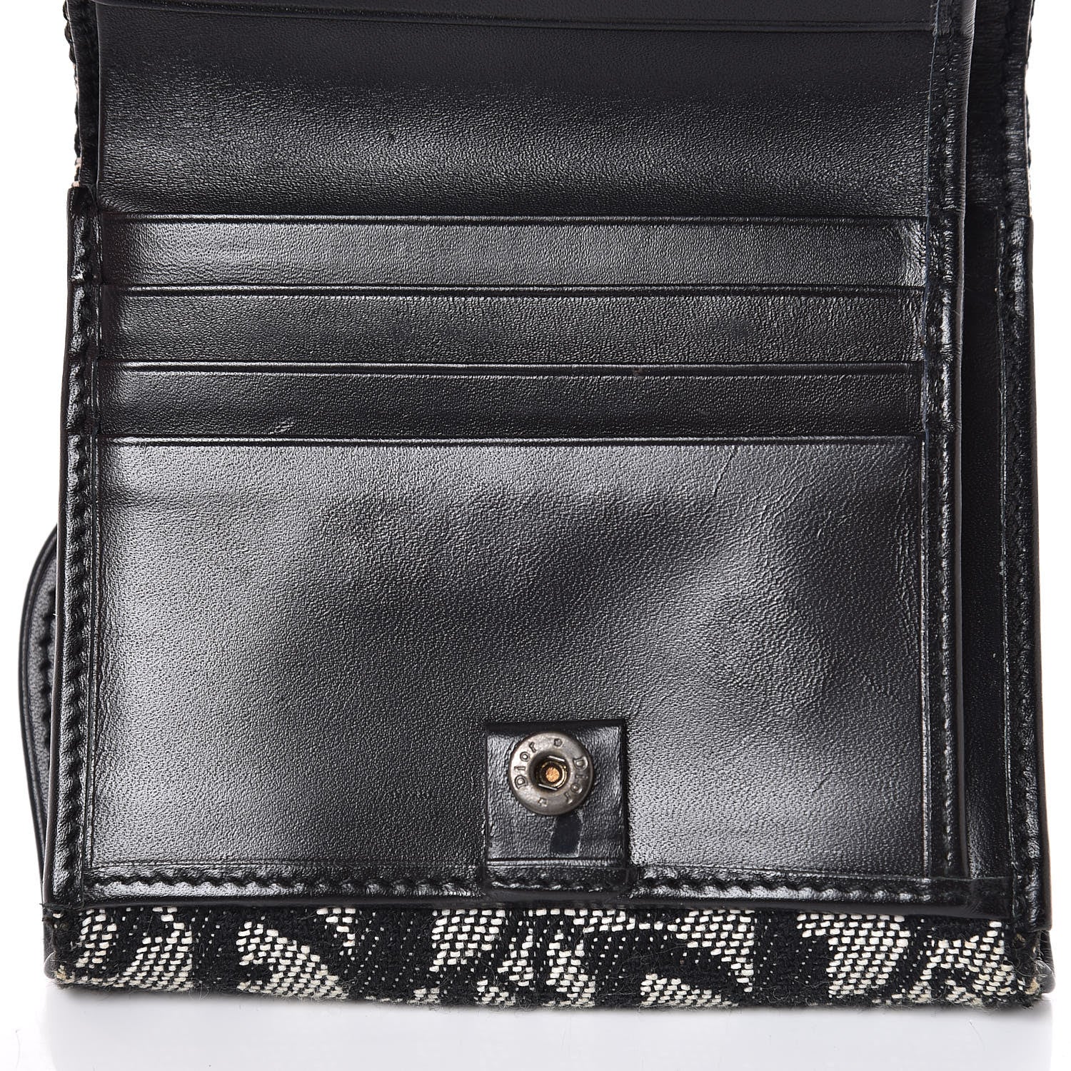 Christian Dior Monogram Compact Saddle Wallet Black 8 of 9