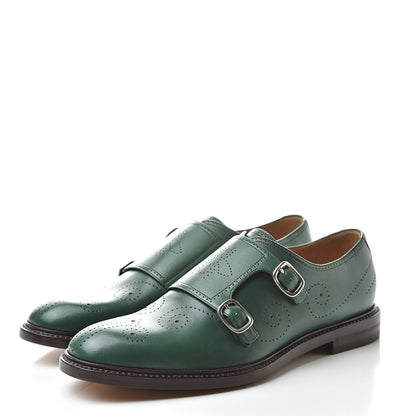 Gucci Betis Calfskin Mens Double Monk Strap Loafers 9.5 Verde 3 of 10