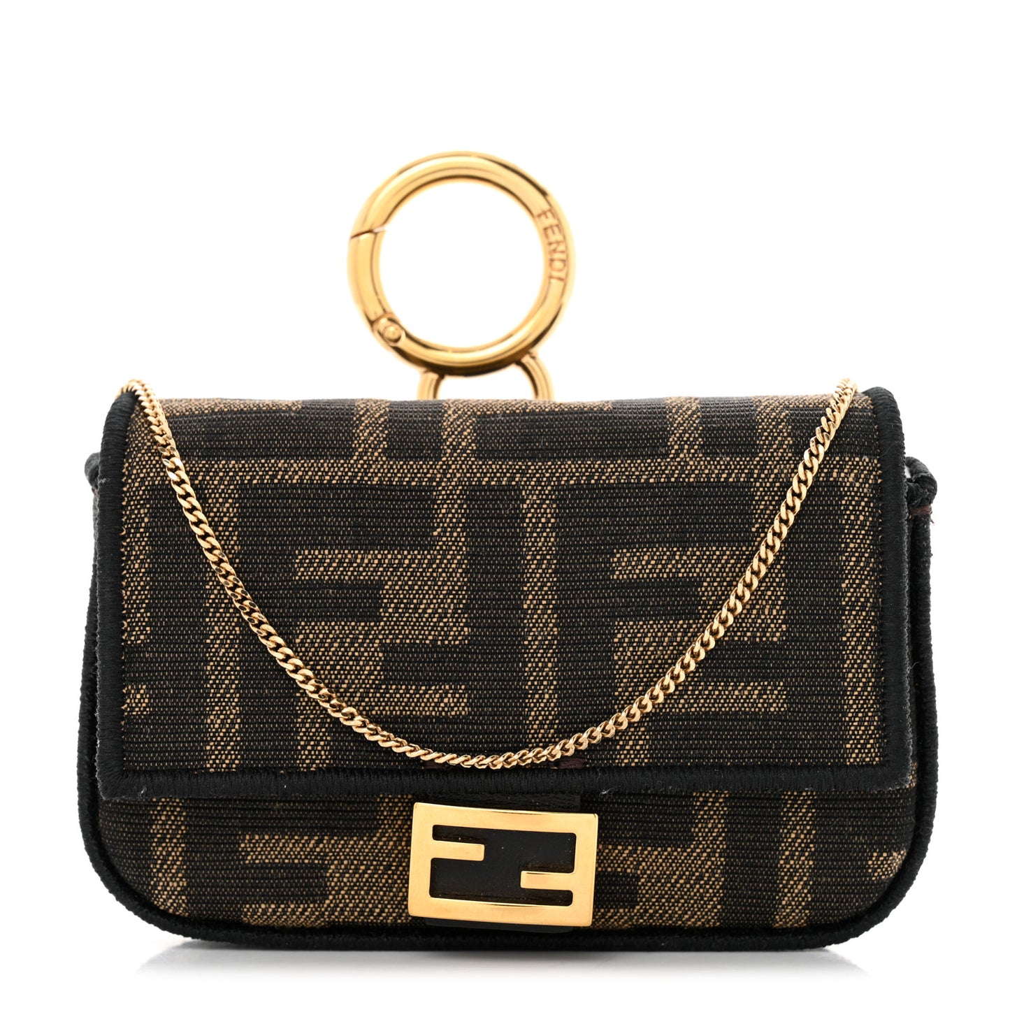Fabric Jacquard FF 1974 Nano Baguette Charm Tobacco Moro Black