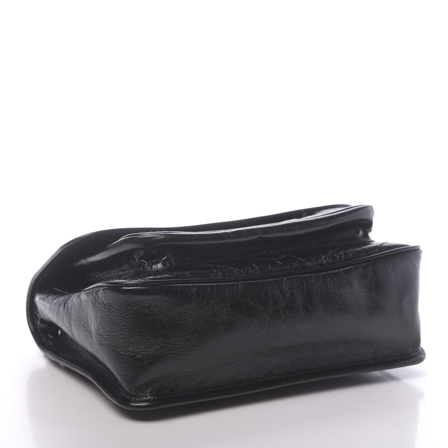Crinkled Calfskin Matelasse Monogram Medium Niki Chain Satchel Black