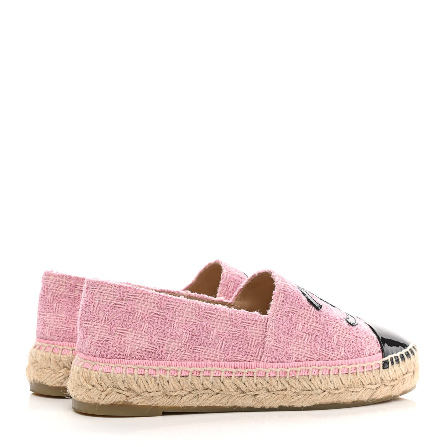 Tweed Patent CC Espadrilles 35 Pink Black