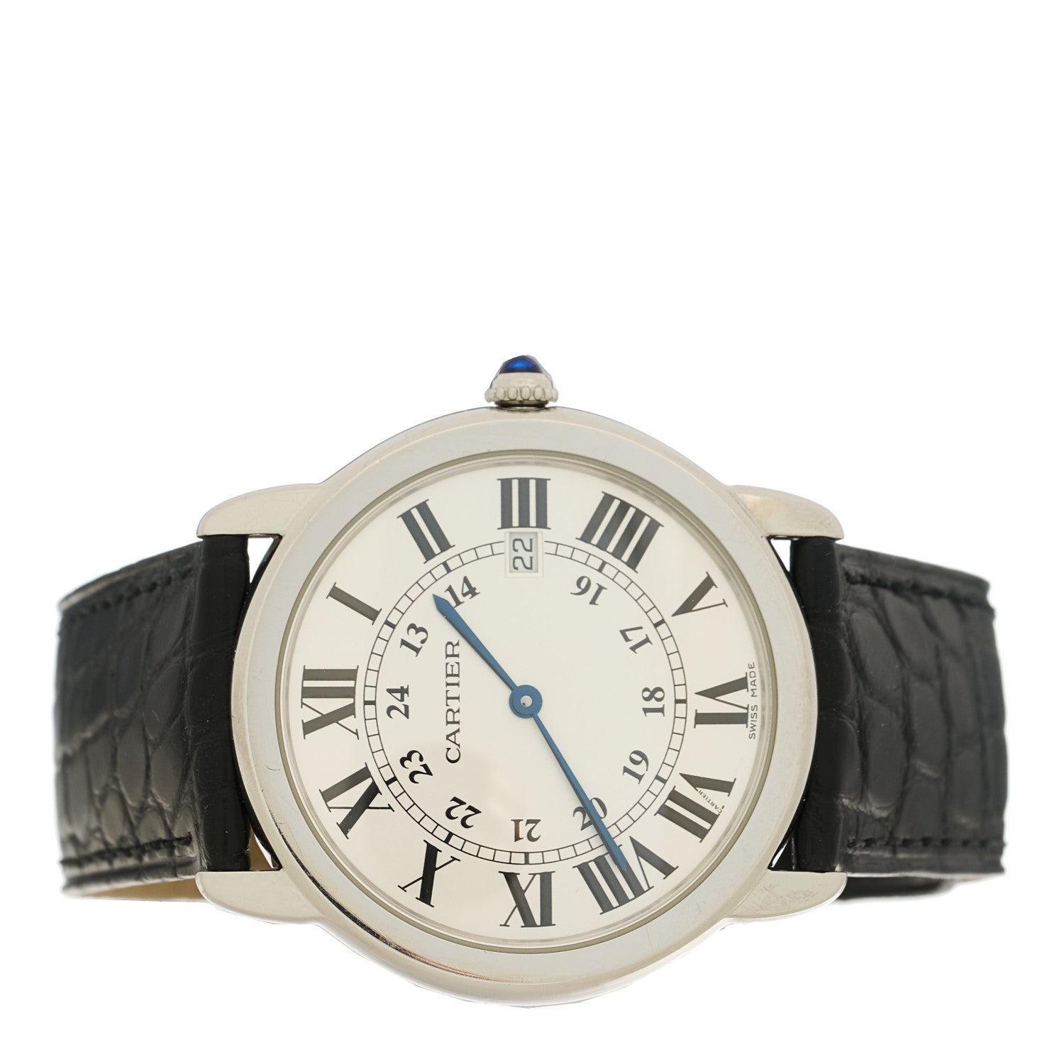 Cartier Stainless Steel Alligator 36mm Ronde Solo Quartz Watch 2 of 4
