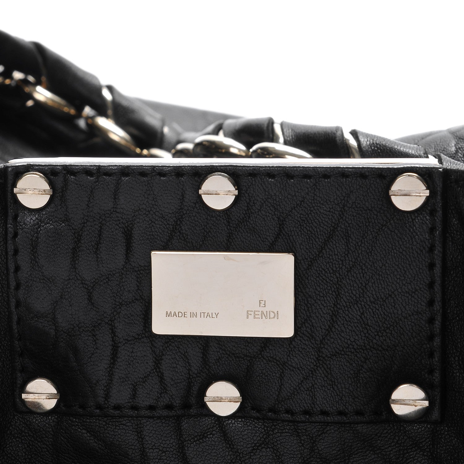 Fendi Crinkled Lambskin Mia Tote Black 6 of 6
