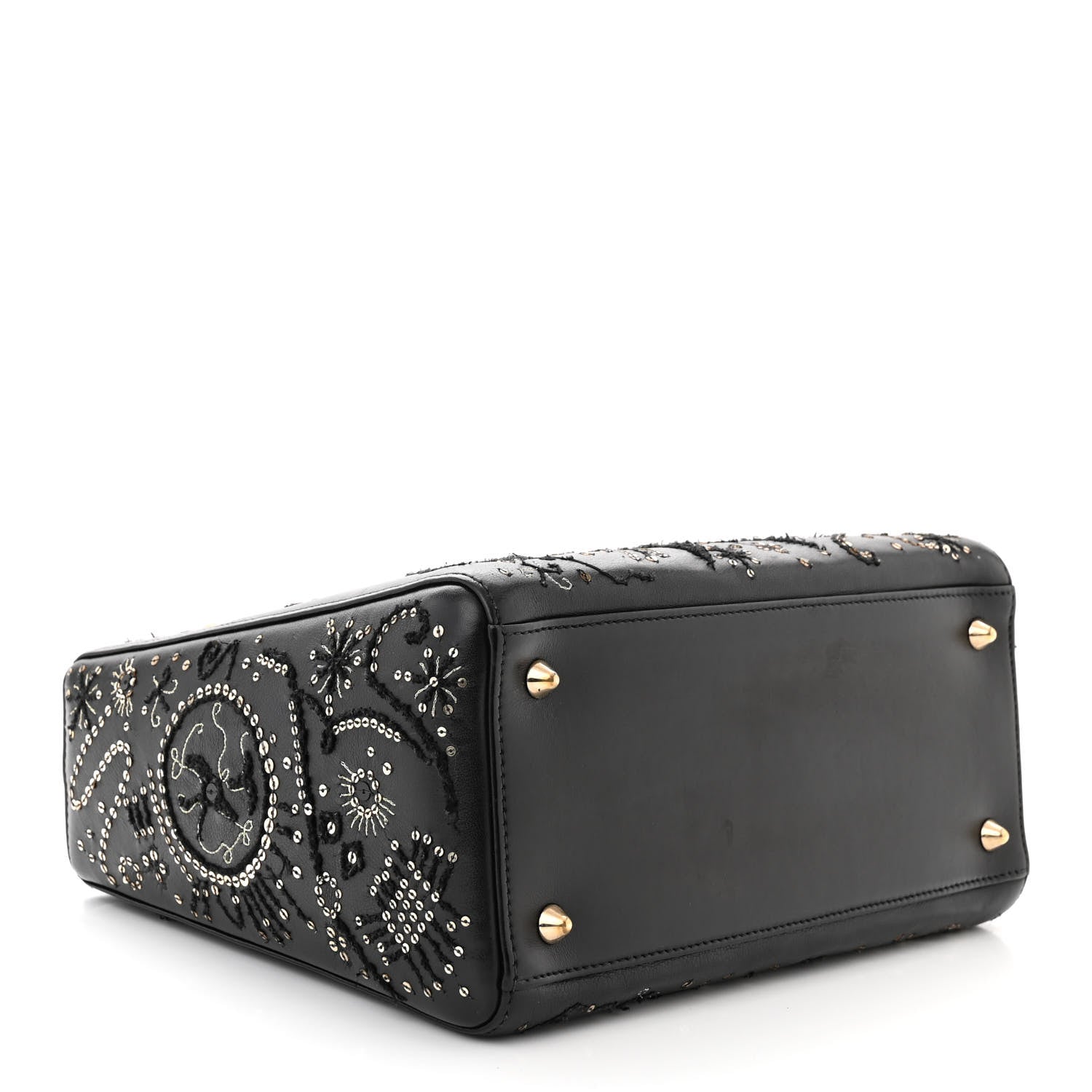 Christian Dior Calfskin Sequins Astrology Medium Lady Dior Black 4 of 12