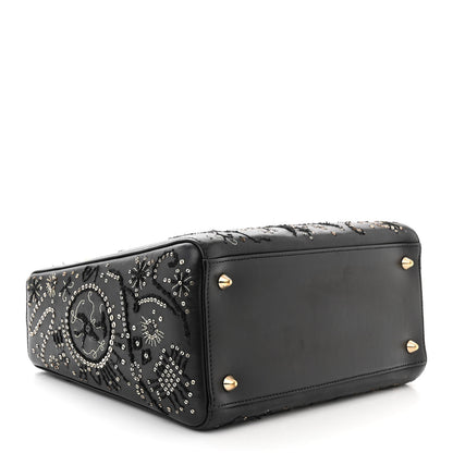 Christian Dior Calfskin Sequins Astrology Medium Lady Dior Black 4 of 12