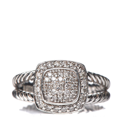 David Yurman Sterling Silver Diamond 7mm Petite Albion Pave Ring 52 6 1 of 5
