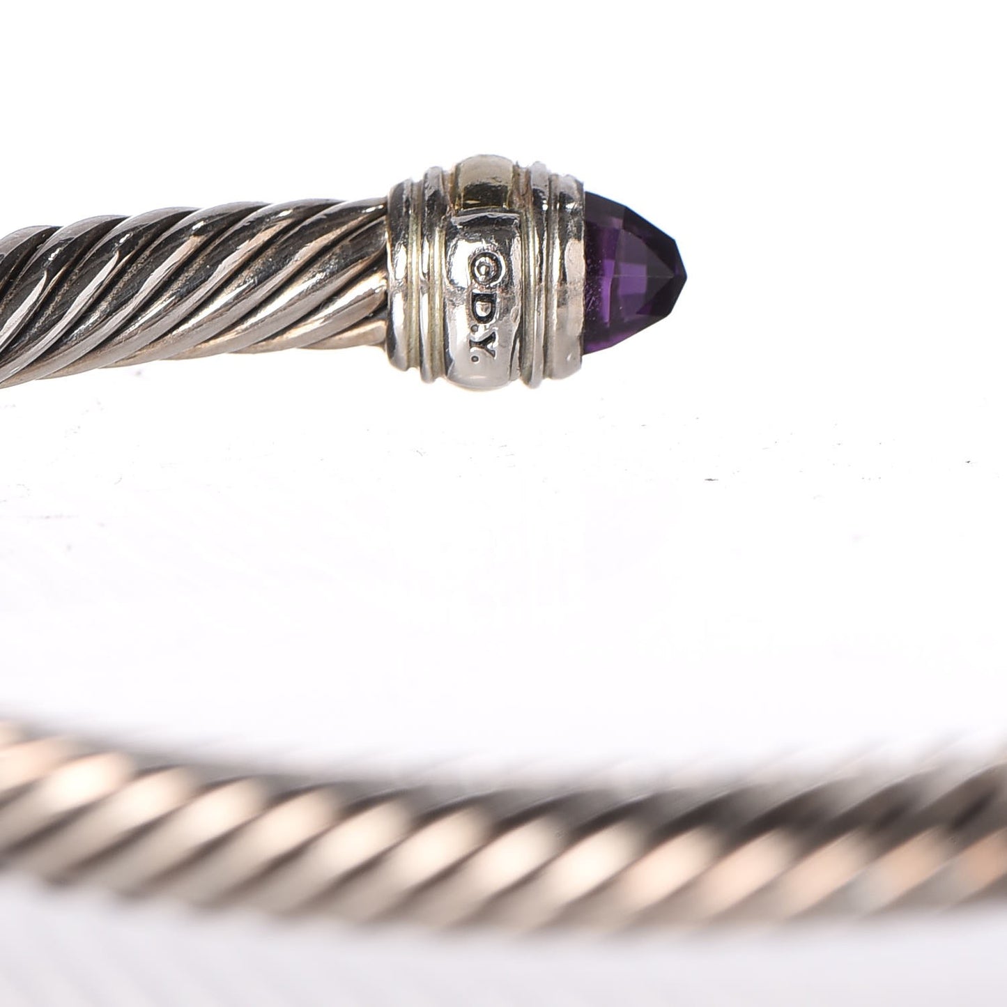 Sterling Silver 14K Yellow Gold Amethyst 5mm Cable Classics Bracelet