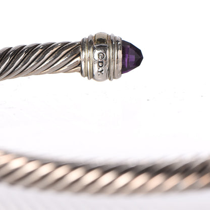 David Yurman Sterling Silver 14K Yellow Gold Amethyst 5mm Cable Classics Bracelet 4 of 5