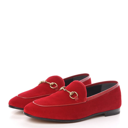Gucci Velvet Horsebit Womens Jordaan Loafers 38 Hibiscus Red 3 of 10