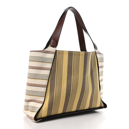 Stella McCartney Canvas Striped Logo Tote Brown Multicolor 4 of 11