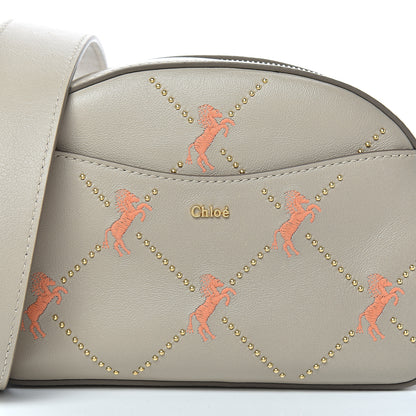 Chloe Smooth Calfskin Little Horses Embroidered Shoulder Bag Pastel Grey 8 of 10