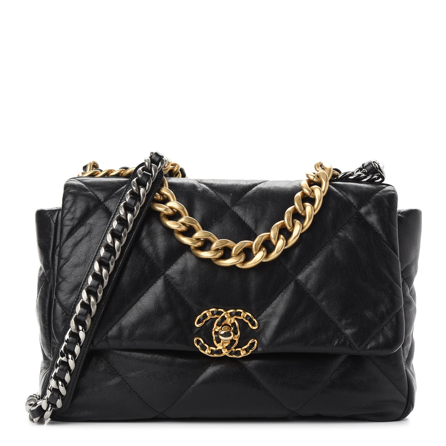 Lambskin Quilted Large Chanel 19 Flap Black