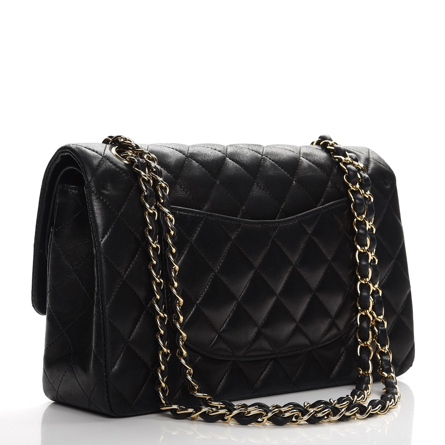 Lambskin Quilted Medium Double Flap Black