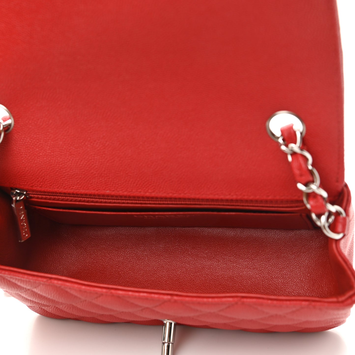 Caviar Quilted Mini Rectangular Flap Red