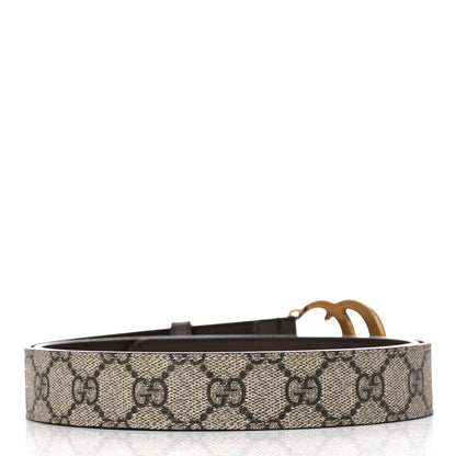 Gucci GG Supreme Monogram Matte Plutone Calfskin Double G 30mm Belt 100 40 Beige Ebony New Acero 2 of 6