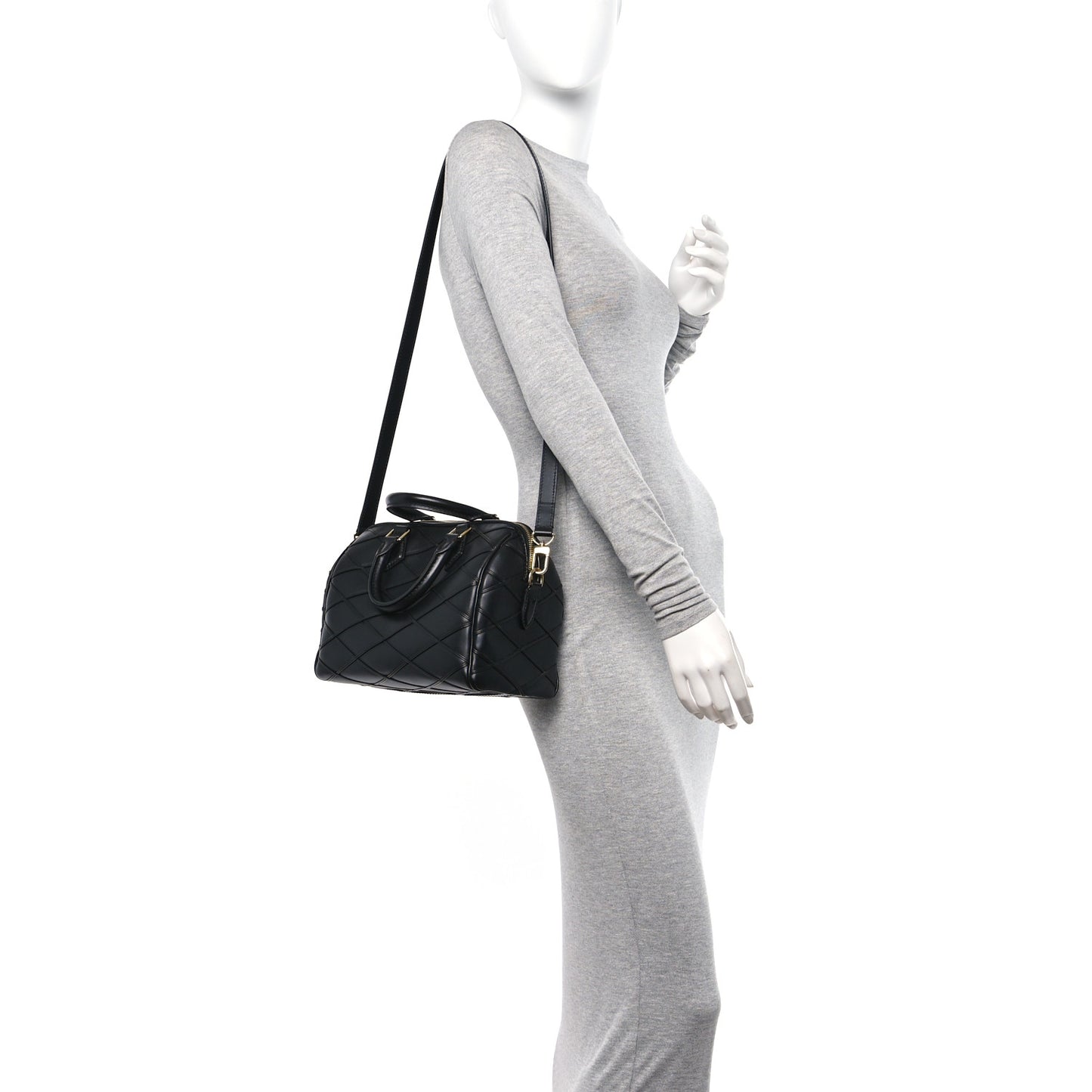 Lambskin Malletage Speedy Bandouliere 25 Black