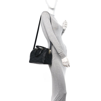 Louis Vuitton Lambskin Malletage Speedy Bandouliere 25 Black 2 of 9