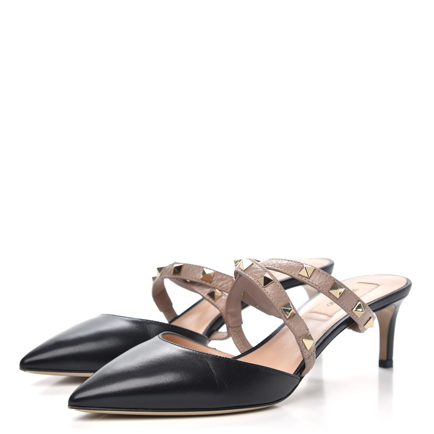 Valentino Garavani Nappa Rockstud Criss Cross 55mm Mules 38 Black Poudre 3 of 9