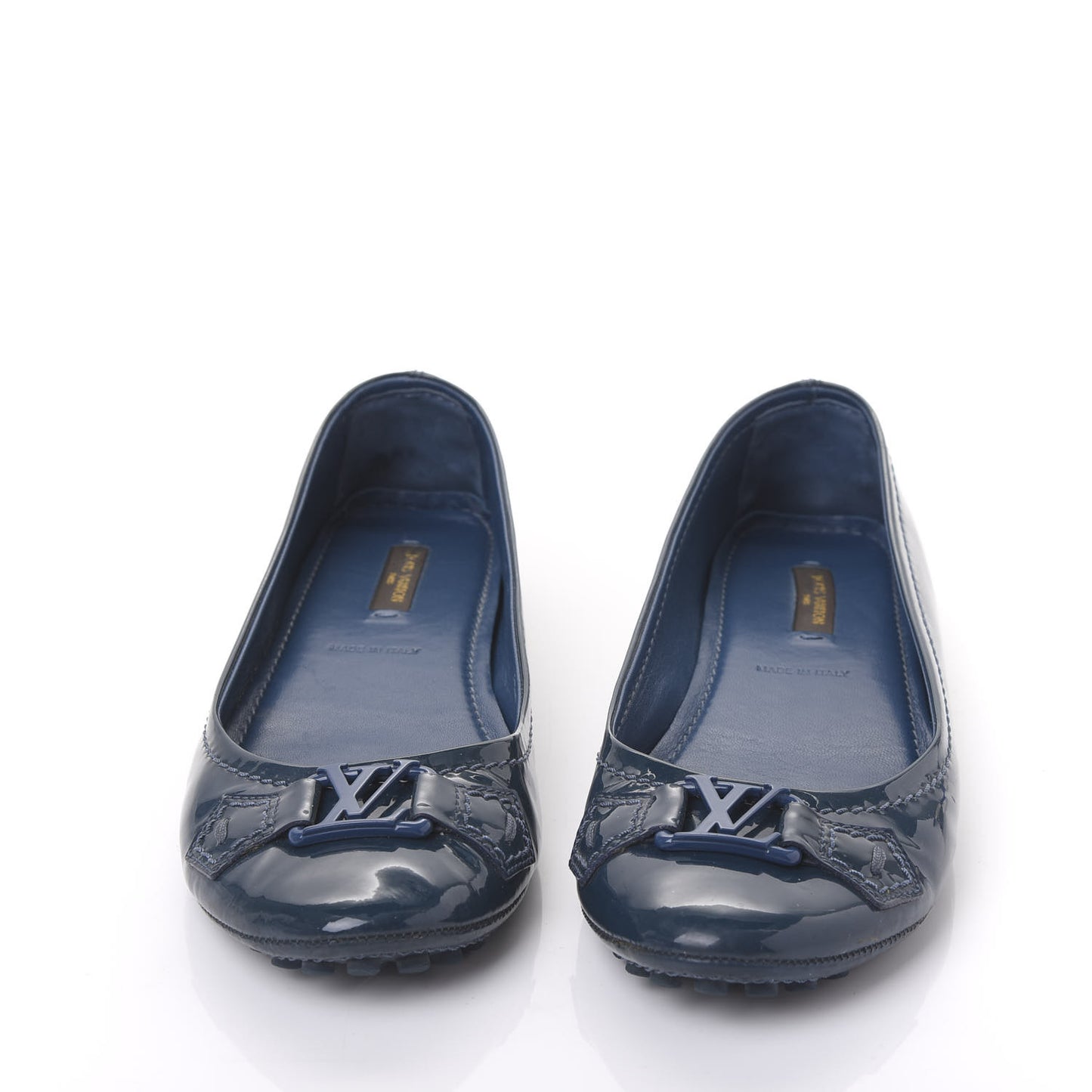 Patent Calfskin Oxford Ballerina Flats 37 Blue