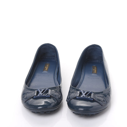 Louis Vuitton Patent Calfskin Oxford Ballerina Flats 37 Blue 2 of 8