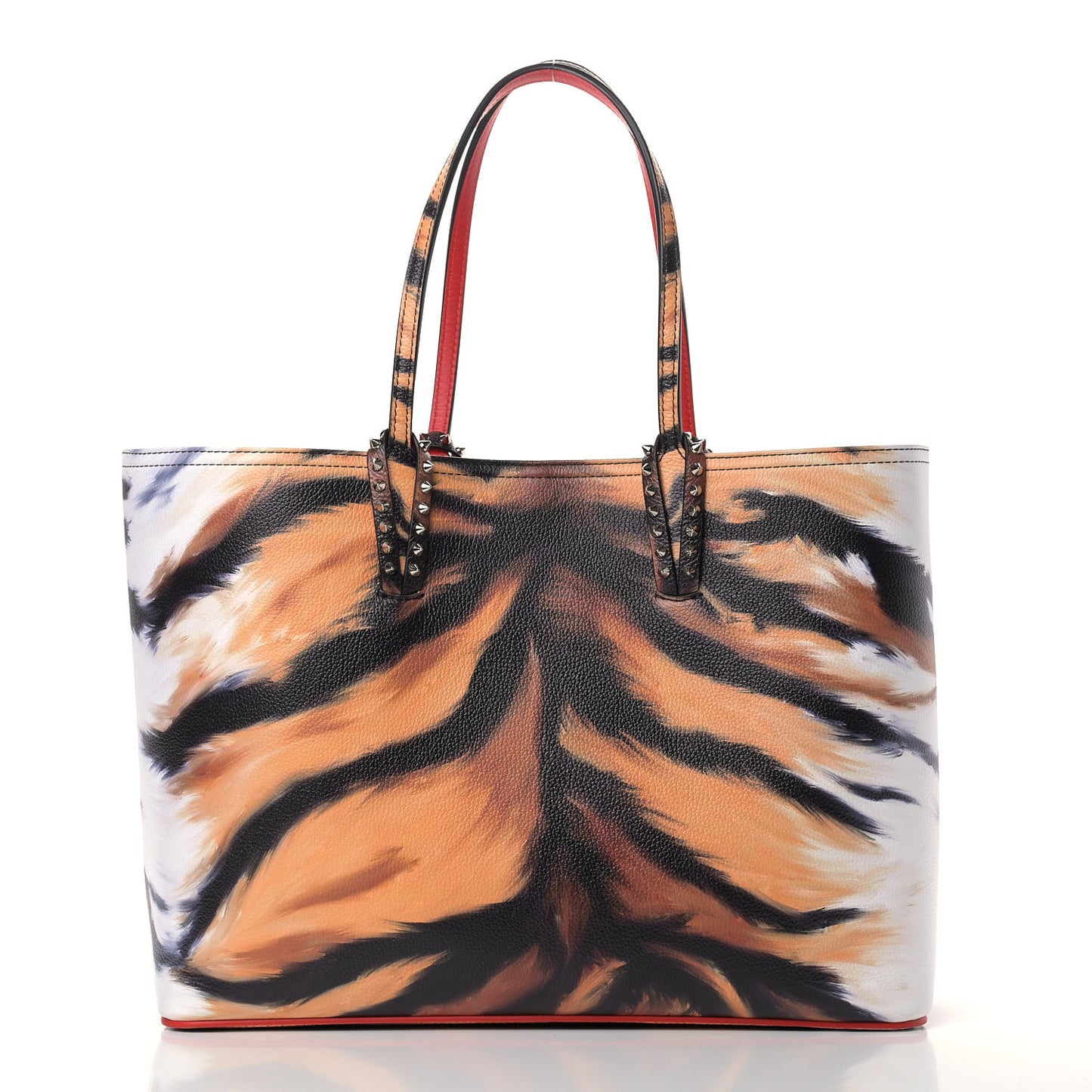Calfskin Bengal Print Spikes East West Cabata Tote