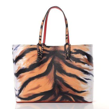 Christian Louboutin Calfskin Bengal Print Spikes East West Cabata Tote 3 of 10