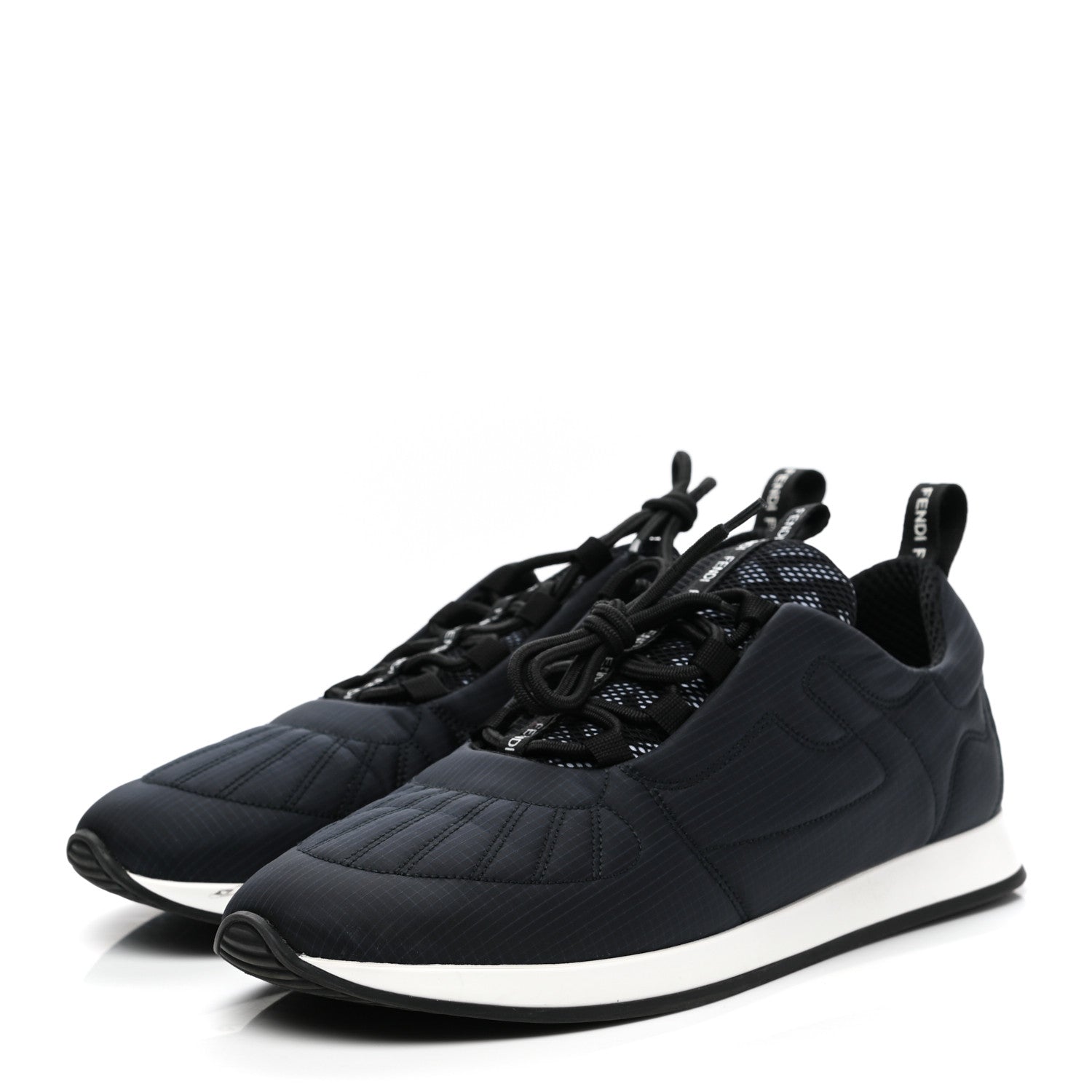 Fendi Nylon Womens FFreedom Sneakers 38.5 Blue Scuro Black White 3 of 9