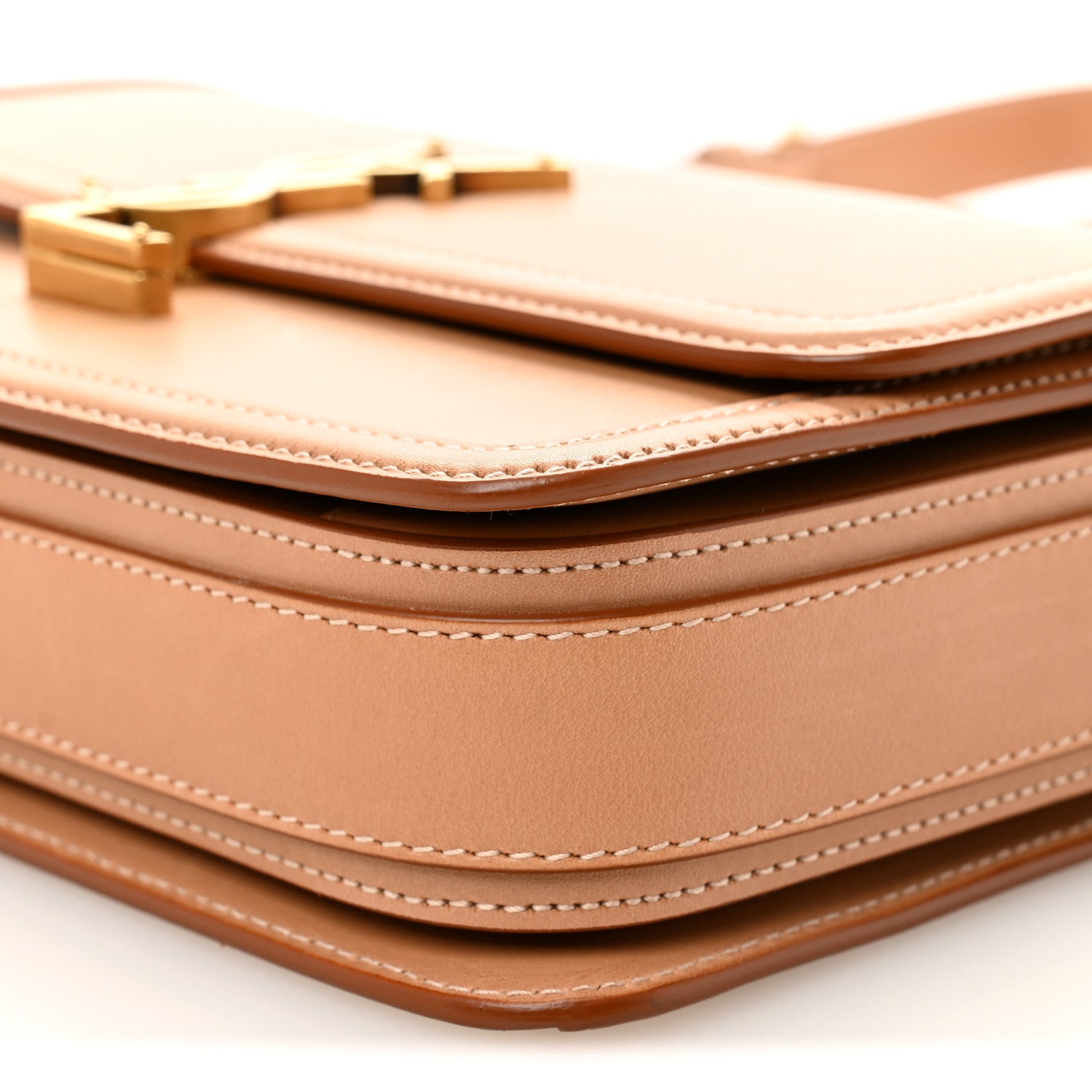 Saint Laurent Box Calfskin Monogram Medium Solferino Satchel Natural Tan 9 of 9