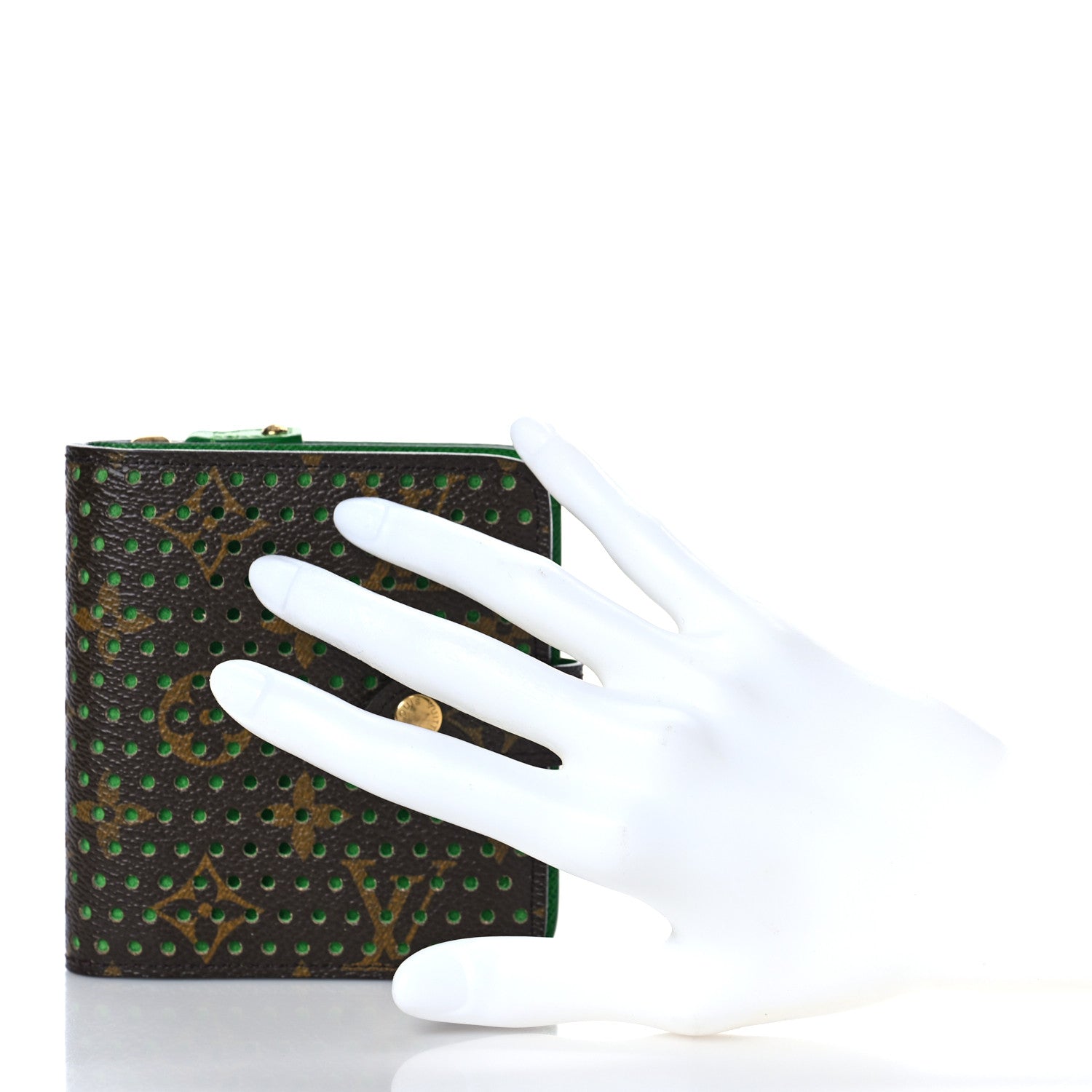 Louis Vuitton Monogram Perforated Compact Zipped Wallet Green 2 of 11