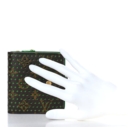 Louis Vuitton Monogram Perforated Compact Zipped Wallet Green 2 of 11