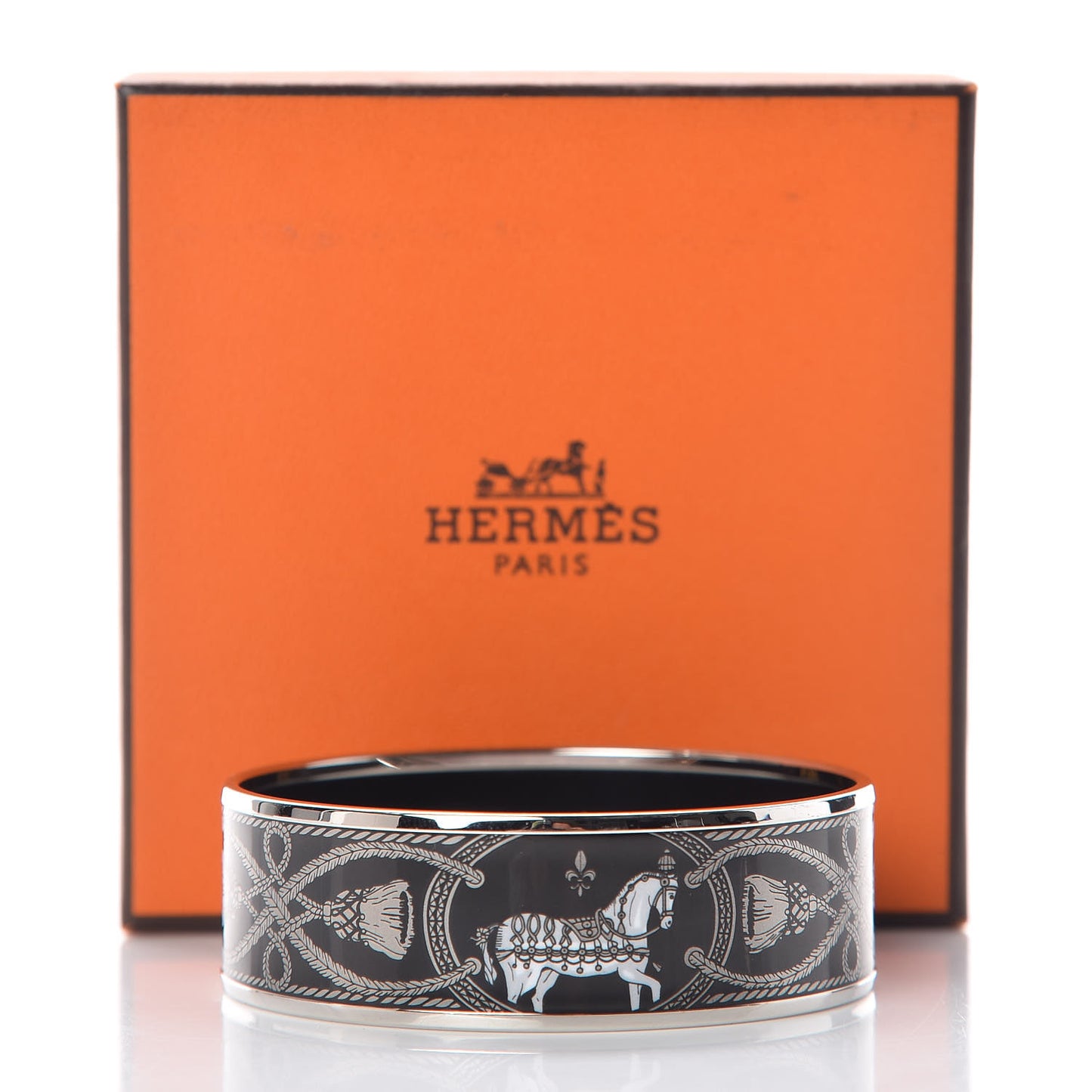 Enamel Printed Wide Grand Apparat Bracelet 65 Black