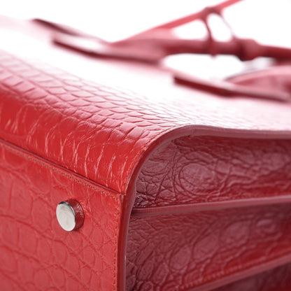 Saint Laurent Calfskin Crocodile Embossed Small Sac De Jour Eros Red 11 of 13
