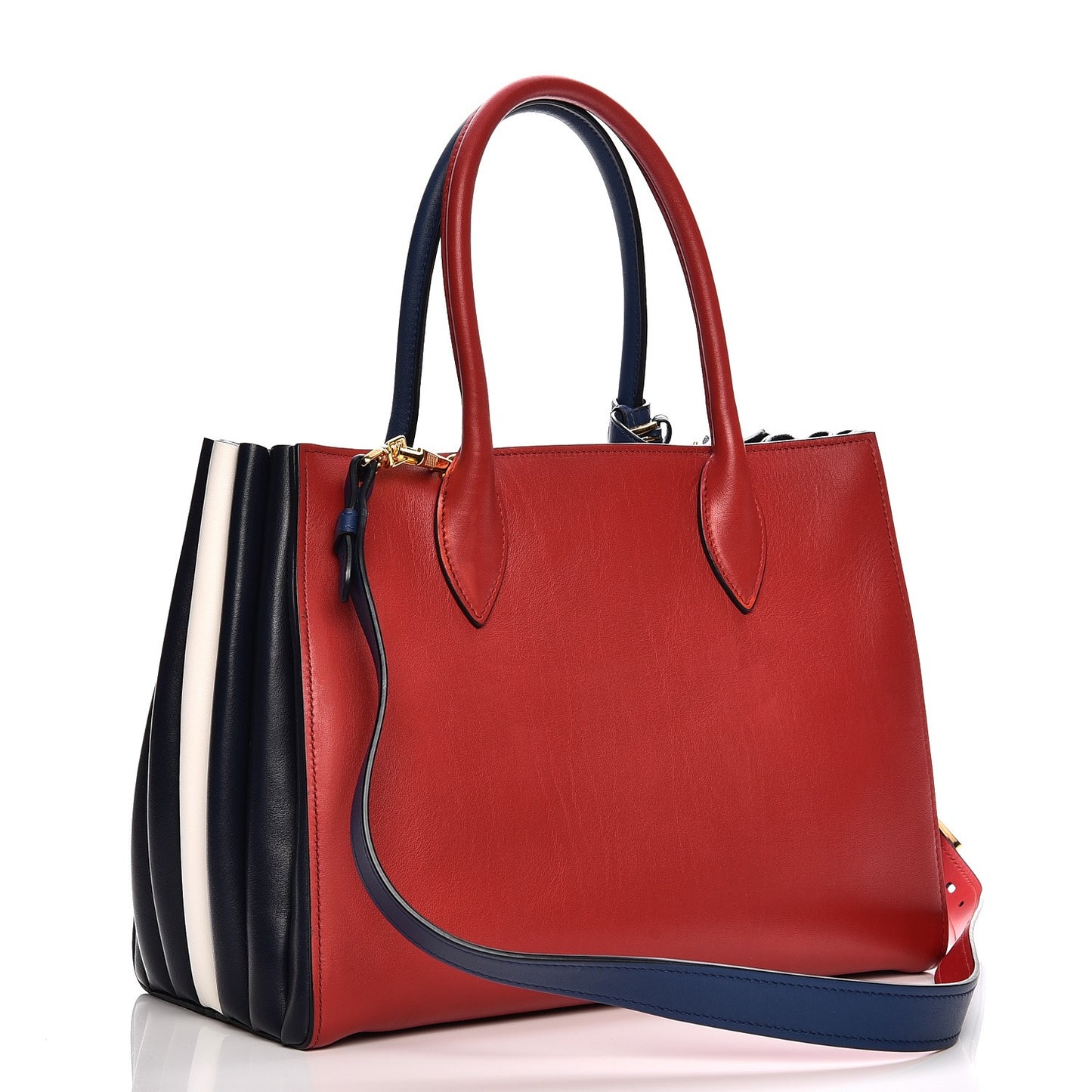 Soft Calf Medium Bibliotheque Tote Blue Red