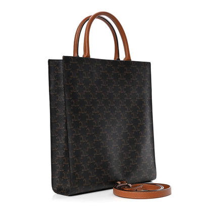 Celine Triomphe Canvas Calfskin Small Vertical Cabas Tan 2 of 5