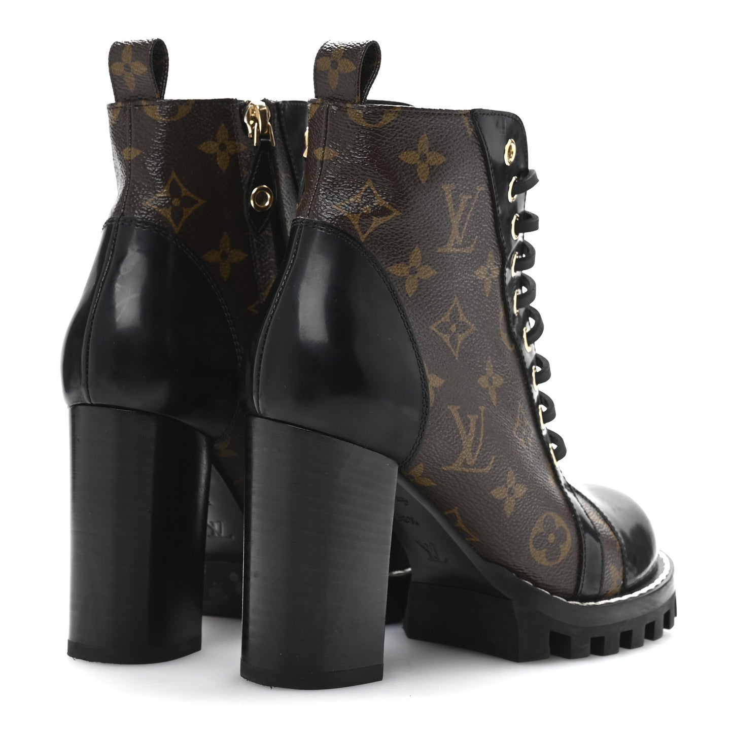 Patent Calfskin Monogram Star Trail Ankle Boots 36.5 Black