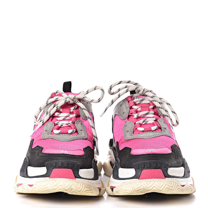 Balenciaga Fabric Mesh Womens Triple S Sneakers 38 Fluo Pink Grey White 2 of 10