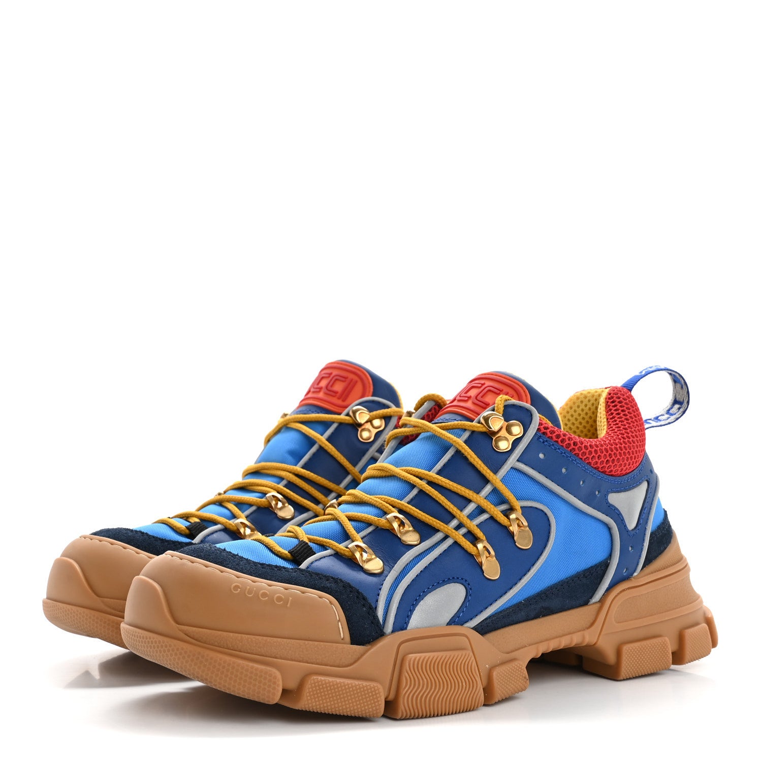 Gucci X SEGA Nylon Suede Calfskin Mens Flashtrek Sneakers 7 Bright Splash 4 of 14