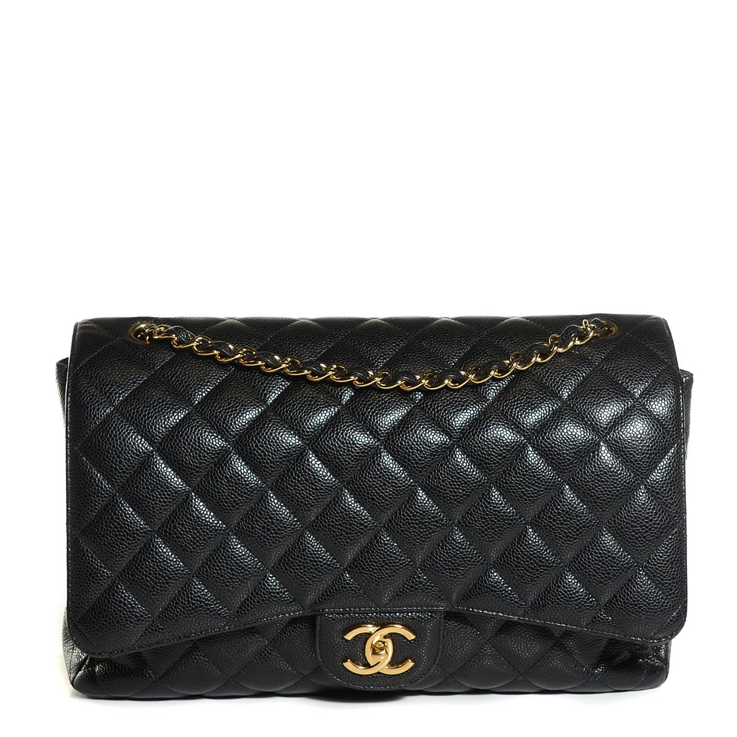 Caviar Quilted Maxi Double Flap Black